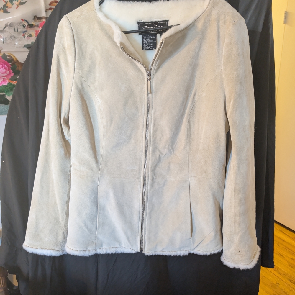 Cream Genuine Leather Car Coat